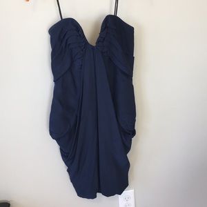 Navy blue strapless dress